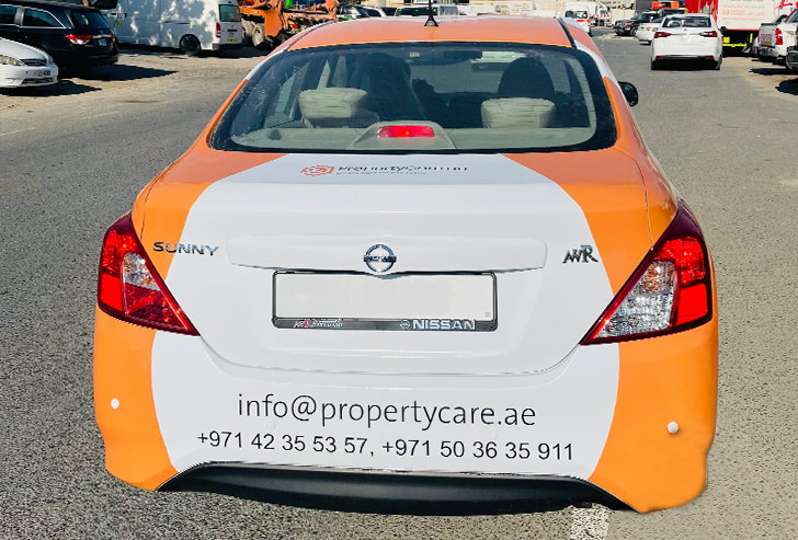 Sedan Car Branding by Property Care Company